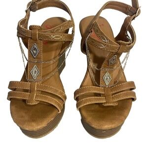 Jellypop Wedge Sandals Tan Size Womens 5.5